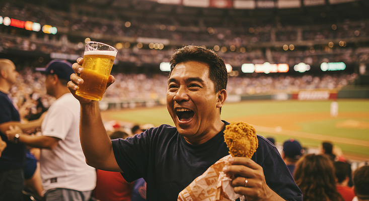 JPG 편집이미지 여자 남자 응원 웃음 들기 여러명 성인 손들기 기쁨 군중 즐거움 야구경기 응원복 맥주잔 관람 야구장 의료성형뷰티 성인만 치맥 편집실사 AI인물포토 AI콘텐츠 옷 감정 다수 술잔 스포츠시설 모션 맥주 표정 사람 치킨 야구 CG 파일형식 AI포토