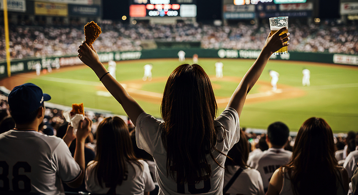 JPG 편집이미지 여자 남자 응원 들기 여러명 성인 뒷모습 손들기 기쁨 군중 즐거움 야구경기 응원복 맥주잔 관람 야구장 의료성형뷰티 성인만 치맥 편집실사 AI인물포토 AI콘텐츠 옷 감정 뷰포인트 다수 술잔 스포츠시설 모션 맥주 사람 치킨 야구 CG 파일형식 AI포토