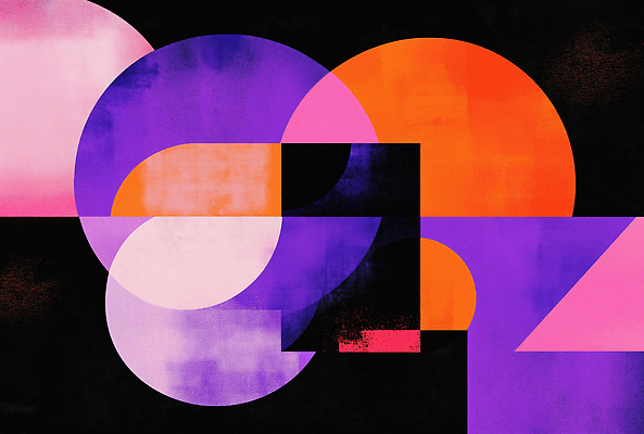 JPG 백그라운드 일러스트 추상 사람없음 보라색 주황색 원형 기하학 구성 국내일러스트 AI일러스트 AI콘텐츠 도형 컬러 무늬 파일형식