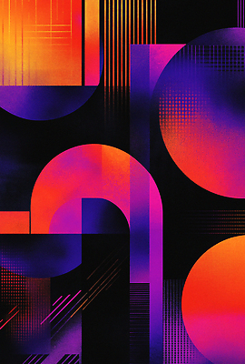 JPG 백그라운드 일러스트 추상 사람없음 보라색 주황색 원형 기하학 구성 국내일러스트 AI일러스트 AI콘텐츠 도형 컬러 무늬 파일형식