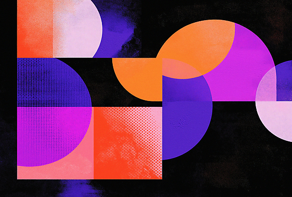 JPG 백그라운드 일러스트 추상 사람없음 보라색 주황색 원형 기하학 구성 국내일러스트 AI일러스트 AI콘텐츠 도형 컬러 무늬 파일형식