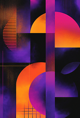 JPG 백그라운드 일러스트 추상 사람없음 보라색 주황색 원형 기하학 구성 국내일러스트 AI일러스트 AI콘텐츠 도형 컬러 무늬 파일형식