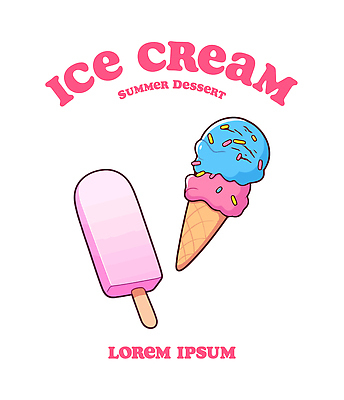 분홍색 일러스트 디저트 여름음식 사람없음 여름 세트 아이스크림콘 콘아이스크림 막대아이스크림 엘리먼트 스프링클 국내일러스트 AI파일 계절 음식 컬러 아이스크림 장식 콘 파일형식 벡터 여름_계절