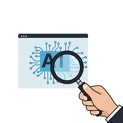 손 하늘색 일러스트 돋보기 미래 들기 신체부위 디지털 회로판 인터넷창 AI_인공지능 국내일러스트 AI파일 컨셉 인터넷 모션 사람 파란색 파일형식 벡터