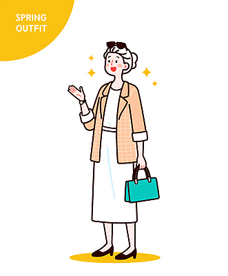 전신 여자 패션 구두 일러스트 한명 미소 들기 성인 반짝임 선글라스 노란색 손들기 손목시계 토트백 나시원피스 봄옷 하프자켓 성인여자한명만 일러캐릭터 AI파일 캐릭터 1 옷 원피스 안경 시계 컬러 신발 가방 장신구 모션 표정 사람 봄 재킷 여자한명만 성인여자만 파일형식 벡터