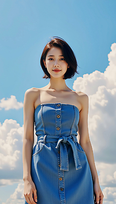 JPG 구름 모델 편집이미지 여자 포즈 하늘 한명 미소 성인 여름 맑음 단발머리 비눗방울 튜브탑원피스 청치마 뷰티풀 의료성형뷰티 성인여자한명만 편집실사 AI인물포토 AI콘텐츠 자연요소 1 헤어스타일 계절 원피스 날씨 표정 사람 치마 CG 여자한명만 성인여자만 파일형식 AI포토