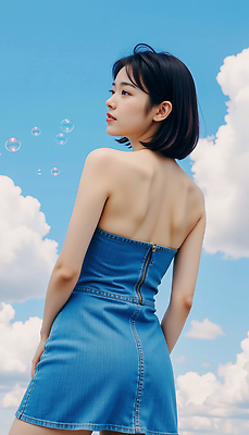 JPG 구름 모델 편집이미지 여자 포즈 하늘 한명 성인 뒷모습 여름 맑음 단발머리 비눗방울 튜브탑원피스 청치마 뷰티풀 의료성형뷰티 성인여자한명만 편집실사 AI인물포토 AI콘텐츠 자연요소 1 헤어스타일 계절 원피스 뷰포인트 날씨 사람 치마 CG 여자한명만 성인여자만 파일형식 AI포토
