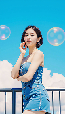 JPG 구름 모델 편집이미지 여자 포즈 하늘 한명 미소 성인 여름 손들기 맑음 단발머리 비눗방울 튜브탑원피스 청치마 뷰티풀 의료성형뷰티 성인여자한명만 편집실사 AI인물포토 AI콘텐츠 자연요소 1 헤어스타일 계절 원피스 모션 날씨 표정 사람 치마 CG 여자한명만 성인여자만 파일형식 AI포토