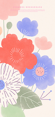 PSD 잎 일러스트 봄꽃 사람없음 컬러풀 꽃봉오리 파스텔톤 국내일러스트 식물 꽃 컬러 봄 파일형식