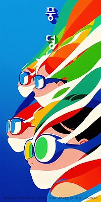 PSD 여자 남자 얼굴 물결 어린이 일러스트 추상 소녀 소년 여러명 컬러풀 수영 물안경 웨이브 물흐름 어린이만 국내일러스트 컬러 다수 무늬 사람 신체부위 흐름 수상스포츠 수영용품 파일형식