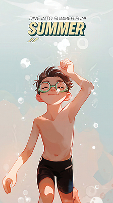 PSD 남자 수영복 어린이 하늘색 일러스트 한명 소년 여름휴가 수중 수영 물안경 공기방울 물거품 소년한명만 국내일러스트 1 옷 휴가 사람 파란색 거품 수상스포츠 수영용품 남자한명만 소년만 파일형식 여름_계절