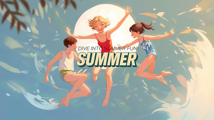 전신 PSD 여자 남자 수영복 물결 어린이 하늘색 잎 일러스트 소녀 소년 세명 여름휴가 점프 튀는물 어린이만 국내일러스트 식물 옷 모션 휴가 사람 파란색 액체표현 스플래쉬 파일형식 여름_계절