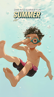 전신 PSD 남자 수영복 어린이 하늘색 일러스트 한명 소년 여름휴가 수중 수영 물안경 공기방울 물거품 소년한명만 눈비비기 국내일러스트 1 옷 모션 휴가 사람 파란색 거품 수상스포츠 수영용품 남자한명만 소년만 파일형식 여름_계절