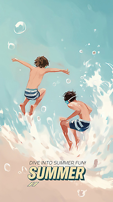 전신 PSD 남자 수영복 물결 어린이 하늘색 일러스트 소년 두명 뒷모습 여름휴가 점프 수영 물안경 튀는물 소년만 국내일러스트 옷 뷰포인트 모션 휴가 사람 파란색 수상스포츠 액체표현 수영용품 스플래쉬 남자만 어린이만 파일형식 여름_계절