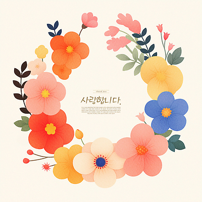 PSD 프로포즈 잎 일러스트 사랑 사람없음 컬러풀 화환 꽃봉오리 꽃프레임 국내일러스트 식물 꽃 감정 컬러 프레임 파일형식