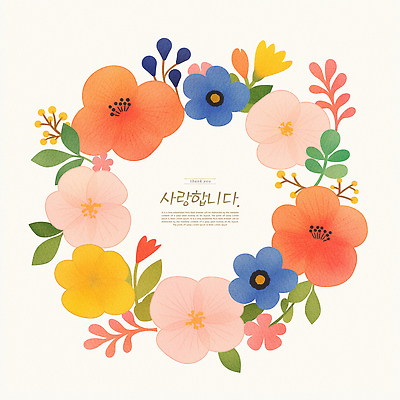 PSD 프로포즈 잎 일러스트 사랑 사람없음 컬러풀 화환 꽃봉오리 꽃프레임 국내일러스트 식물 꽃 감정 컬러 프레임 파일형식