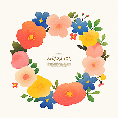 PSD 프로포즈 잎 일러스트 사랑 사람없음 컬러풀 화환 꽃봉오리 꽃프레임 국내일러스트 식물 꽃 감정 컬러 프레임 파일형식