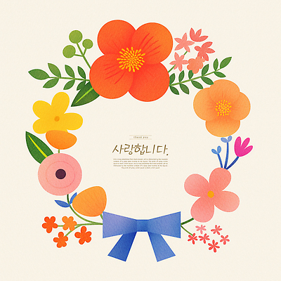 PSD 리본 프로포즈 잎 일러스트 사랑 사람없음 컬러풀 화환 꽃봉오리 꽃프레임 국내일러스트 식물 꽃 감정 컬러 프레임 파일형식