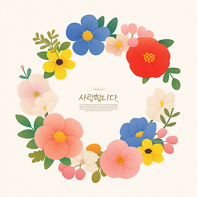 PSD 프로포즈 잎 일러스트 사랑 사람없음 컬러풀 화환 꽃봉오리 꽃프레임 국내일러스트 식물 꽃 감정 컬러 프레임 파일형식