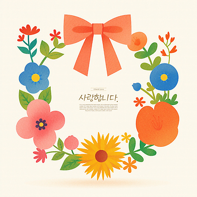 PSD 리본 프로포즈 잎 일러스트 사랑 사람없음 컬러풀 화환 꽃봉오리 꽃프레임 국내일러스트 식물 꽃 감정 컬러 프레임 파일형식