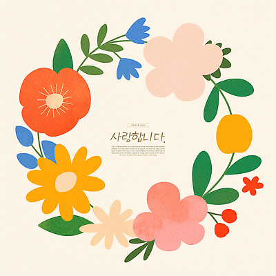 PSD 프로포즈 잎 일러스트 사랑 사람없음 컬러풀 화환 꽃봉오리 꽃프레임 국내일러스트 식물 꽃 감정 컬러 프레임 파일형식