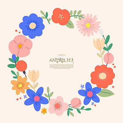 PSD 프로포즈 잎 일러스트 사랑 사람없음 컬러풀 화환 꽃봉오리 꽃프레임 국내일러스트 식물 꽃 감정 컬러 프레임 파일형식