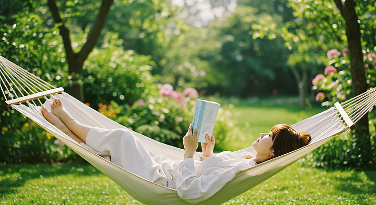 JPG 전신 나무 편집이미지 여자 한명 들기 잔디 성인 책 초록색 눕기 독서 정원 풀 힐링 해먹 의료성형뷰티 성인여자한명만 편집실사 AI인물포토 AI콘텐츠 식물 1 컬러 모션 사람 침대 CG 여자한명만 성인여자만 파일형식 AI포토