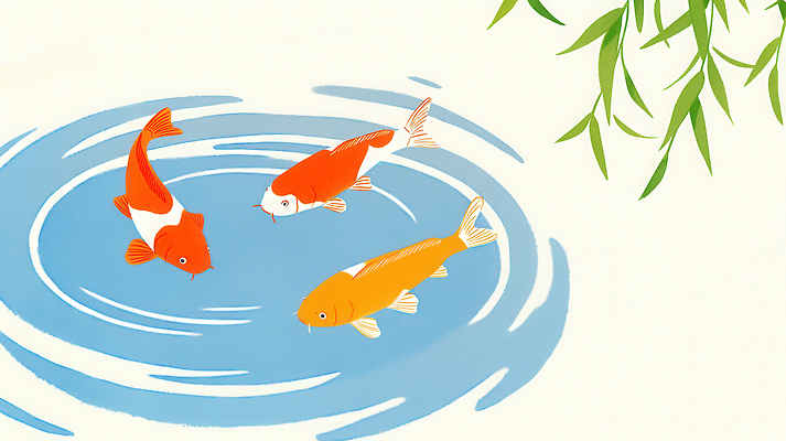 JPG 잎 일러스트 풍경 사람없음 물 하이앵글 연못 파동 잉어 느티나무 국내일러스트 AI일러스트 AI콘텐츠 자연요소 나무 식물 뷰포인트 순간포착 어류 파일형식