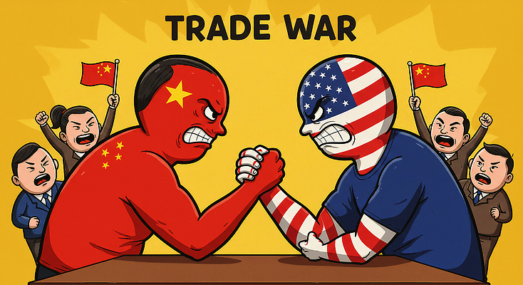 JPG 전신 여자 남자 일러스트 응원 들기 여러명 성인 노란색 미국 중국 깃발 표현 국기 사회이슈 무역 갈등 팔씨름 불안정 정책 정치 정치가 타격 성인만 관세 무역전쟁 국내일러스트 AI일러스트 AI콘텐츠 직업 산업 아시아 컬러 다수 컨셉 북아메리카 모션 놀이 사람 세금 파일형식