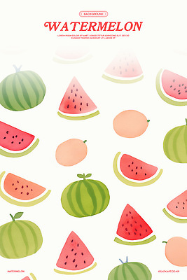 PSD 백그라운드 패턴 일러스트 수채화 사람없음 빨간색 연두색 배열 자몽 수박씨 수박조각 국내일러스트 컬러 조각 무늬 과일 수박 씨앗 초록색 파일형식