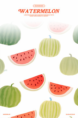 PSD 백그라운드 패턴 일러스트 수채화 사람없음 빨간색 연두색 배열 수박씨 수박조각 국내일러스트 컬러 조각 무늬 수박 씨앗 초록색 파일형식