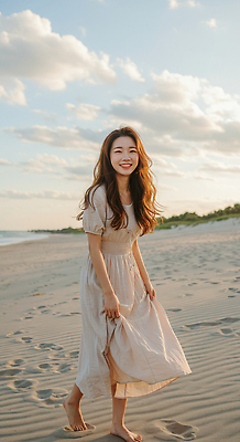 JPG 전신 구름 편집이미지 여자 여유 물결 바다 하늘 한명 웃음 성인 해변 앞모습 여름휴가 걷기 노을 잡기 발자국 쉬폰원피스 의료성형뷰티 성인여자한명만 편집실사 AI인물포토 AI콘텐츠 자연요소 1 원피스 감정 뷰포인트 자국 모션 휴가 표정 사람 CG 여자한명만 성인여자만 파일형식 여름_계절 AI포토