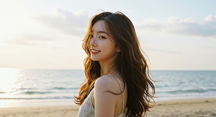 JPG 구름 편집이미지 여자 여유 물결 바다 하늘 한명 웃음 상반신 성인 해변 옆모습 여름휴가 햇빛 노을 쉬폰원피스 의료성형뷰티 성인여자한명만 편집실사 AI인물포토 AI콘텐츠 자연요소 1 원피스 감정 뷰포인트 휴가 표정 사람 태양 CG 여자한명만 성인여자만 파일형식 여름_계절 AI포토