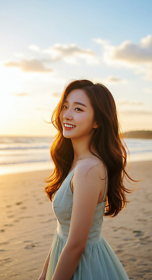 JPG 구름 편집이미지 여자 여유 물결 바다 하늘 한명 웃음 상반신 성인 해변 옆모습 여름휴가 햇빛 노을 쉬폰원피스 의료성형뷰티 성인여자한명만 편집실사 AI인물포토 AI콘텐츠 자연요소 1 원피스 감정 뷰포인트 휴가 표정 사람 태양 CG 여자한명만 성인여자만 파일형식 여름_계절 AI포토