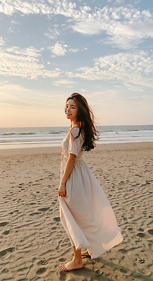 JPG 전신 구름 편집이미지 여자 여유 물결 바다 하늘 한명 웃음 성인 해변 옆모습 여름휴가 노을 잡기 쉬폰원피스 의료성형뷰티 성인여자한명만 편집실사 AI인물포토 AI콘텐츠 자연요소 1 원피스 감정 뷰포인트 모션 휴가 표정 사람 CG 여자한명만 성인여자만 파일형식 여름_계절 AI포토