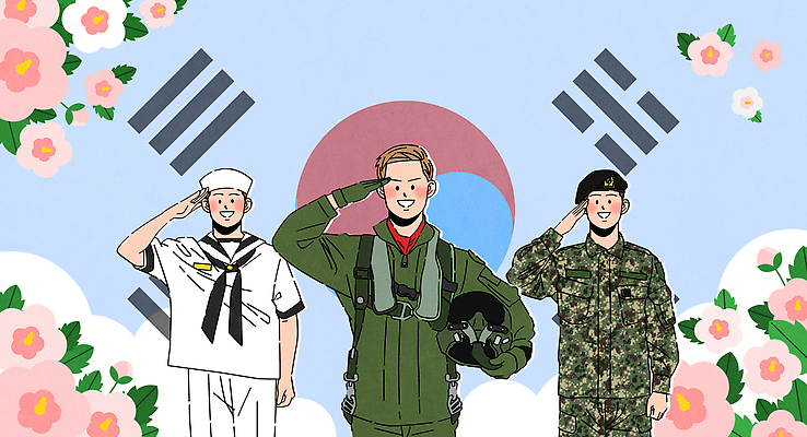 남자 일러스트 미소 들기 상반신 성인 세명 태극기 파일럿 공군 군복 해군 육군 무궁화 경례 비행모자 성인남자만 호국보훈의달 국내일러스트 AI파일 직업 모자_잡화 꽃 유니폼 모션 군대 표정 사람 인사 국기 6월 남자만 성인만 파일형식 벡터