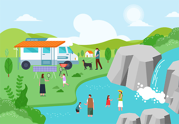 전신 나무 구름 모자 여자 남자 어린이 일러스트 물놀이 식탁 하늘 캠핑도구 들기 소녀 소년 여러명 성인 여름휴가 손들기 걷기 계곡 여름풍경 산책 바위 잡기 배드민턴라켓 풀 강아지 즐거움 배드민턴 산속 캠핑카 목줄 바베큐그릴 국내일러스트 AI파일 자연요소 식물 잡화 감정 다수 모션 자동차 놀이 탁자 휴가 휴식 산 사람 풍경 반려동물 구기 캠핑 돌_바위 도구 라켓 개 그릴 바비큐 파일형식 벡터 여름_계절 반려용품