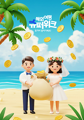 전신 PSD 구름 편집이미지 여자 남자 해외여행 잎 하늘 면사포 3D캐릭터 미소 들기 턱시도 성인 해변 두명 여름휴가 모래사장 야자수 3D 달러 동전 화관 신혼여행 돈자루 성인만 이미지편집 편집3D 자연요소 나무 식물 캐릭터 해외 꽃 바다 여행 결혼 돈 모션 휴가 표정 사람 정장 디지털합성 결혼소품 파일형식 여름_계절