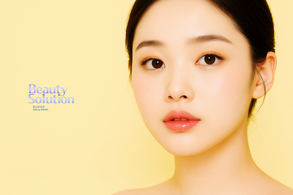 PSD 편집이미지 응시 여자 얼굴 한명 미소 성인 뷰티 노란색 피부관리 솔루션 의료성형뷰티 성인여자한명만 이미지편집 1 시선 컬러 표정 사람 신체부위 여자한명만 성인여자만 파일형식