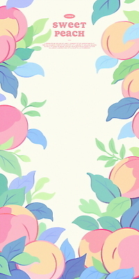 PSD 잎 일러스트 프레임 사람없음 여름 복숭아 제철과일 국내일러스트 식물 계절 과일 제철 파일형식