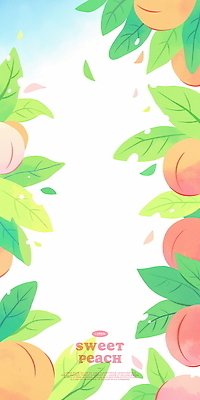 PSD 구름 잎 일러스트 하늘 프레임 사람없음 여름 복숭아 제철과일 국내일러스트 자연요소 식물 계절 과일 제철 파일형식