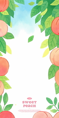 PSD 구름 잎 일러스트 하늘 프레임 사람없음 여름 복숭아 제철과일 국내일러스트 자연요소 식물 계절 과일 제철 파일형식