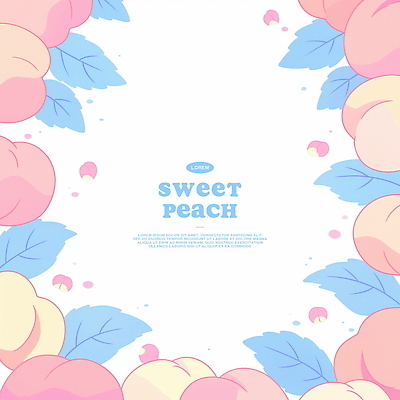 PSD 잎 일러스트 프레임 사람없음 여름 복숭아 제철과일 국내일러스트 식물 계절 과일 제철 파일형식