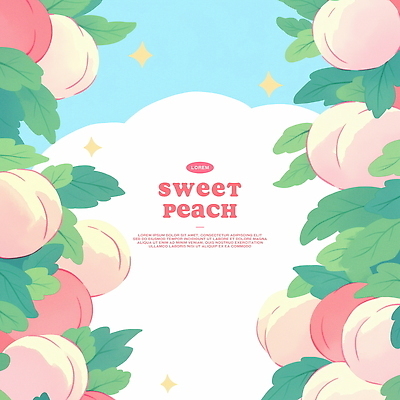 PSD 구름 잎 일러스트 하늘 프레임 사람없음 여름 반짝임 복숭아 제철과일 국내일러스트 자연요소 식물 계절 과일 모션 제철 파일형식