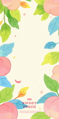 PSD 잎 일러스트 프레임 사람없음 여름 복숭아 제철과일 국내일러스트 식물 계절 과일 제철 파일형식