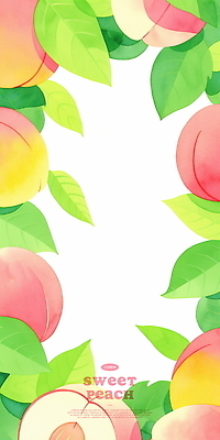 PSD 잎 일러스트 단면 프레임 사람없음 여름 복숭아 복숭아씨 제철과일 국내일러스트 식물 계절 과일 씨앗 제철 파일형식