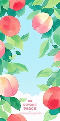 PSD 구름 잎 일러스트 하늘 프레임 사람없음 여름 복숭아 제철과일 국내일러스트 자연요소 식물 계절 과일 제철 파일형식