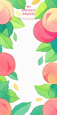 PSD 잎 일러스트 프레임 사람없음 여름 복숭아 제철과일 국내일러스트 식물 계절 과일 제철 파일형식