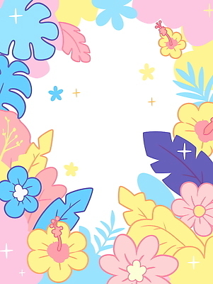 일러스트 프레임 사람없음 반짝임 컬러풀 열대꽃 열대잎 파스텔톤 트로피컬아트 국내일러스트 AI파일 꽃 컬러 잎 모션 그림 파일형식 벡터