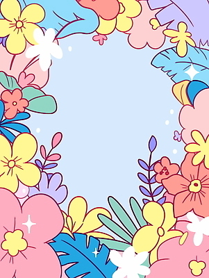 일러스트 프레임 사람없음 반짝임 컬러풀 열대꽃 열대잎 파스텔톤 트로피컬아트 국내일러스트 AI파일 꽃 컬러 잎 모션 그림 파일형식 벡터